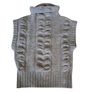 LORENA ANTONIAZZI Women's Cashmere/ Wool Blend Beige Vest Turtle Neck Size 36